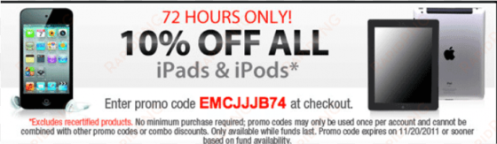 10% off apple ipad and ipod is hot apple sale on newegg - apple ipod touch 4th generation black-32gb - good