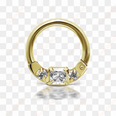14g 3/8" cubic zirconia and titanium horizontal princess - cubic zirconia