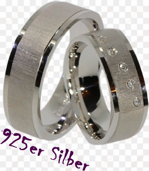 2 silver wedding rings couple rings with 5 cubic zirconia - silver