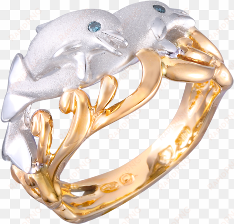 20mm 14k two tone "flipping couple" dolphin ring with - ring