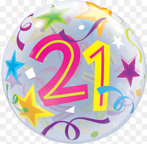 22" single bubble age 21 brilliant stars balloon - 22" 21 brilliant stars plastic bubble balloons - mylar