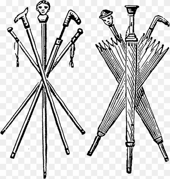 2688 umbrelas canes victorian era free vintage clip - illustration