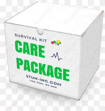 4" x 4" survival kit white box filled with an assortment - stun inc. survival kit care package large 8x8 box