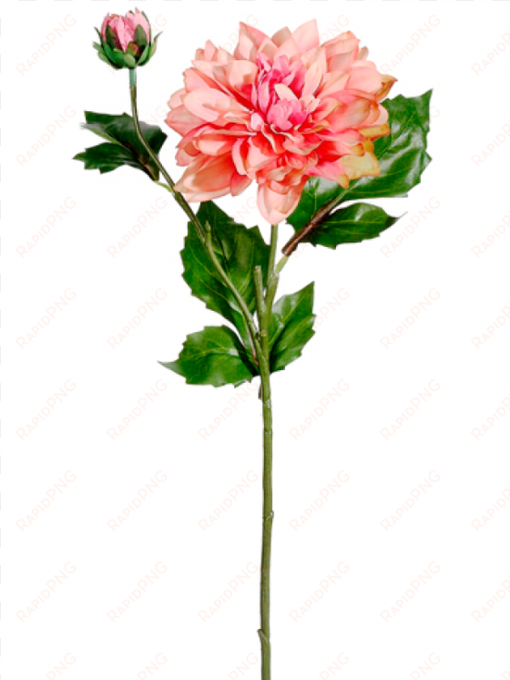 5" dahlia spray with 1 flower and 1 bud coral - artificial flower