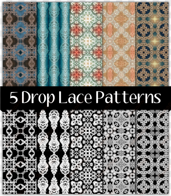 5 seamless drop lace patterns - patchwork