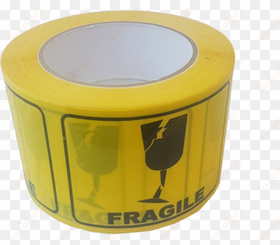 72mmx100mm yellow fragile rip a label - circle