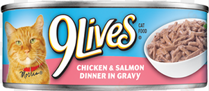 9 lives chicken and salmon dinner in gravy canned cat - 9lives wet cat food