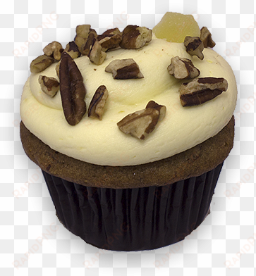 a tropical spice cake with crushed pineapple, shredded - icing on the cupcake