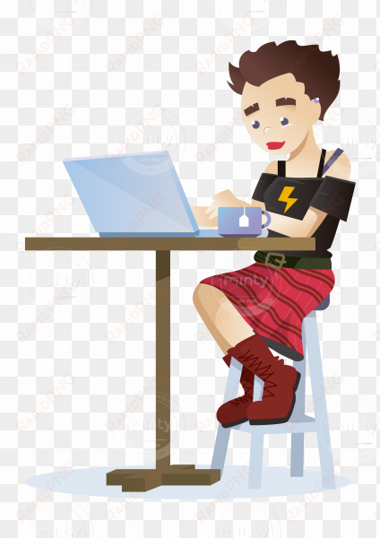 a woman working as a freelancer in a coffee shop with - tea