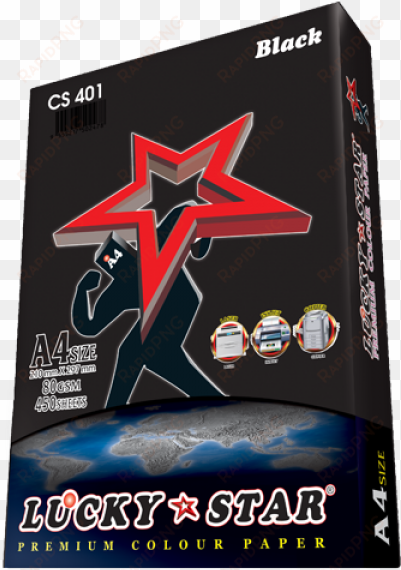 a4 lucky star colour paper cs401 black 80gsm 450 sheets - officeplus.com.my