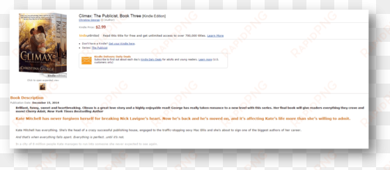 according to amazon, the book can be any length so - climax, the publicist book three