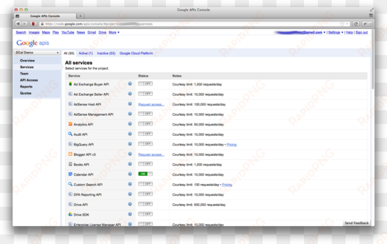 activate access to google calendar api - ipython notebooks