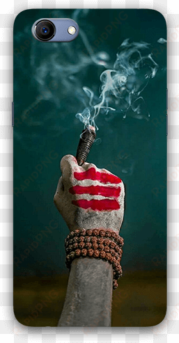 aghori hand with chilam oppo realmi 1 mobile back case - shiv pics with chilam