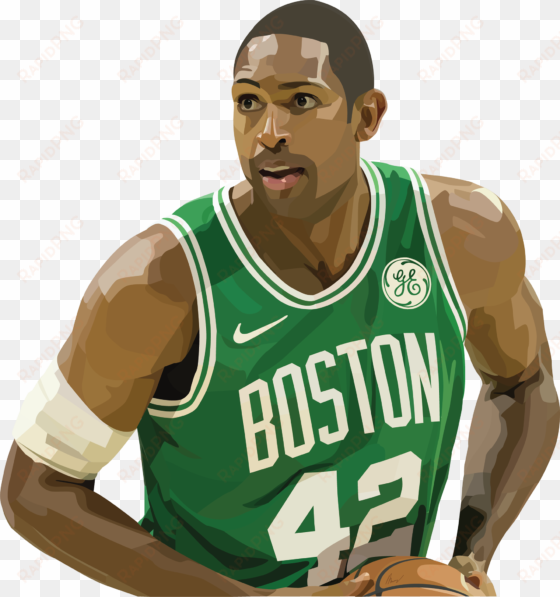 al horford vector illustration - boston celtics gordon hayward green name and number