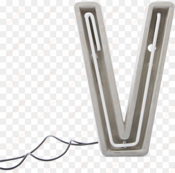 alphacrete, concrete neon light v-0 - néon alphacrete table lamp - letter v - indoor / outdoor