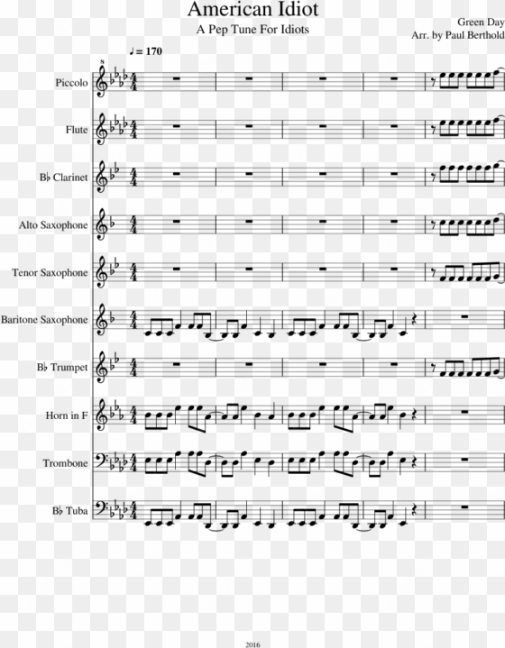 american idiot sheet music composed by green day arr - flute notes lets get loud