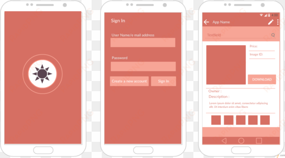 android mockup template of a photo store app - apps layout