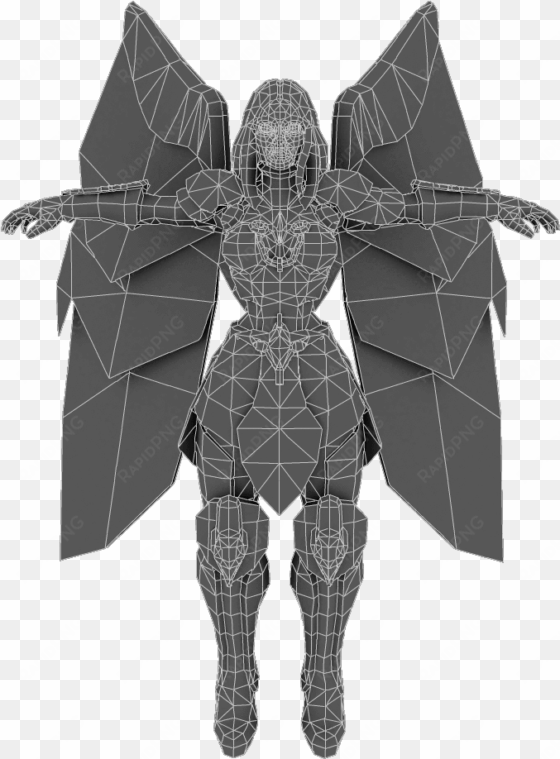 angelic warrior female - low poly