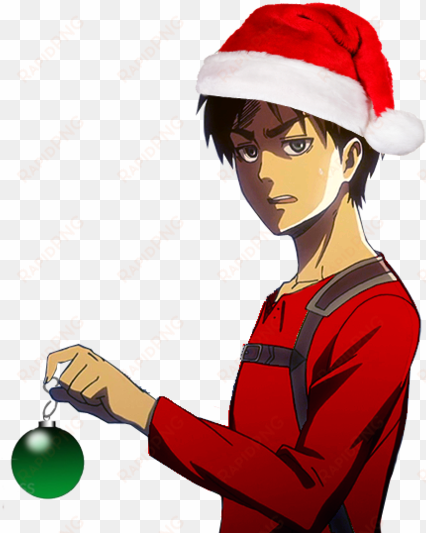 anime, christmas, and transparent image - eren jaeger christmas