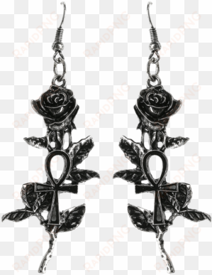 ankh rose silver earrings - gothic earrings