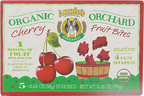 annie's homegrown organic cherry fruit bites - annie's organic orchard fruit bites, cherry - 5 count,