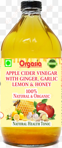 apple cider vinegar with ginger, garlic, lemon honey - apple cider vinegar