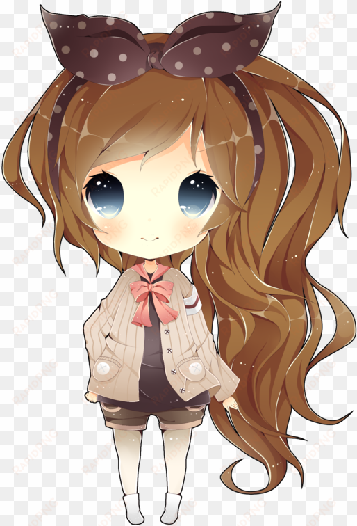 art trade with jellydrop by eo21 - chibi girl with brown hair