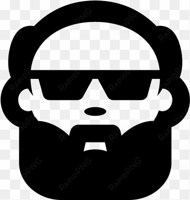 bald man face with beard and sunglasses vector - bald and beard icon