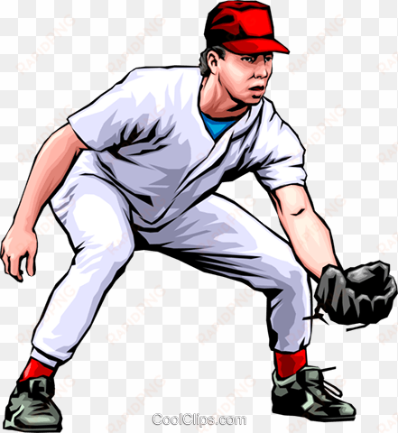 baseball player fielding the ball royalty free vector - clip art baseball players