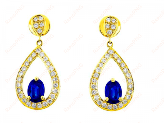 blue sapphire and diamond earrings in 18k yellow gold - earring