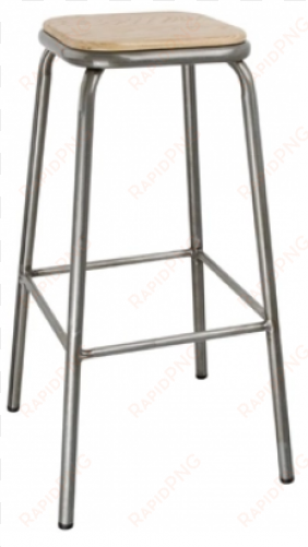 bolero galvanised steel high stool with wooden seatpad
