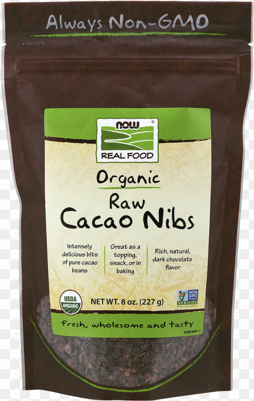 cacao nibs, organic & raw - chia seeds now foods