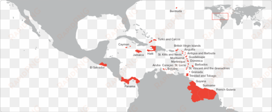 caribbean & central america - central america physical political map