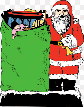 cartoon christmas gift - christmas vintage santa with toy bag card