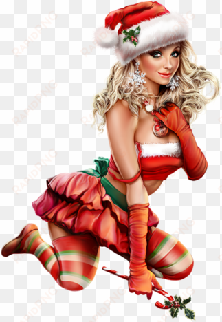 christmas characters, pin up art, tube, clip art, santa, - santa claus girl png