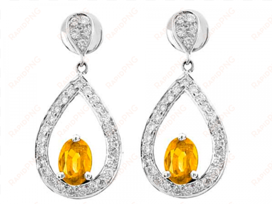 citrine and diamond earrings in 18k white gold - citrine & diamond earrings