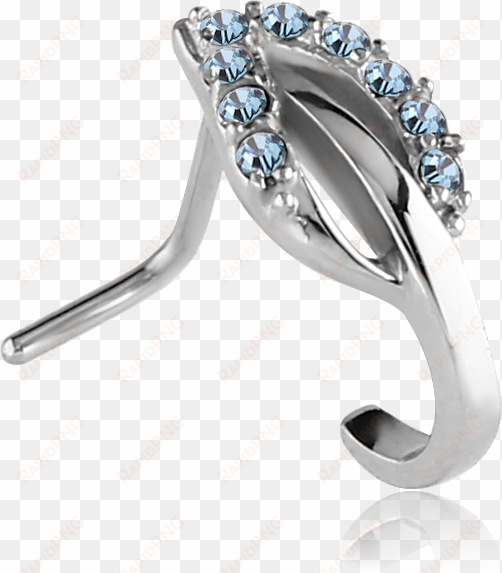 clasic cz leaf nose stud - 316l surgical steel nose hugger stud ring leaf - choose