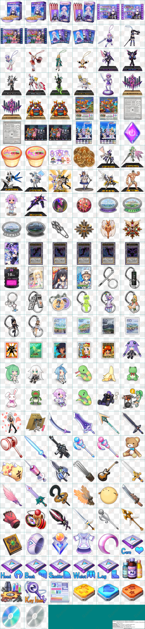 click for full sized image item icons - hyperdimension neptunia item icons
