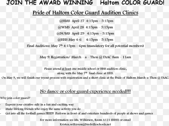 color guard tryout days - engagement party