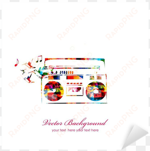 colorful music vector background with tape-recorder - music