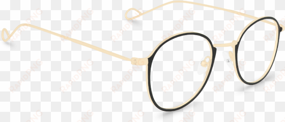 corner view of jeeby gold oval glasses made from black - silver