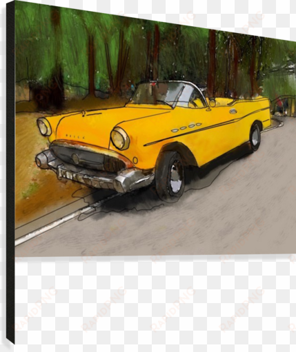cuba yellow car canvas print - antique car