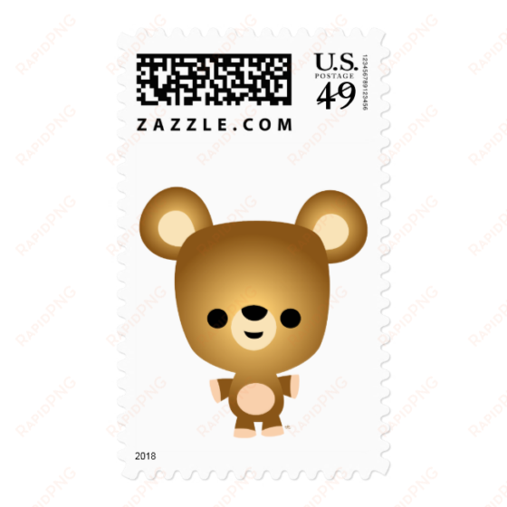 cute cartoon bear cub postage stamp - stamp