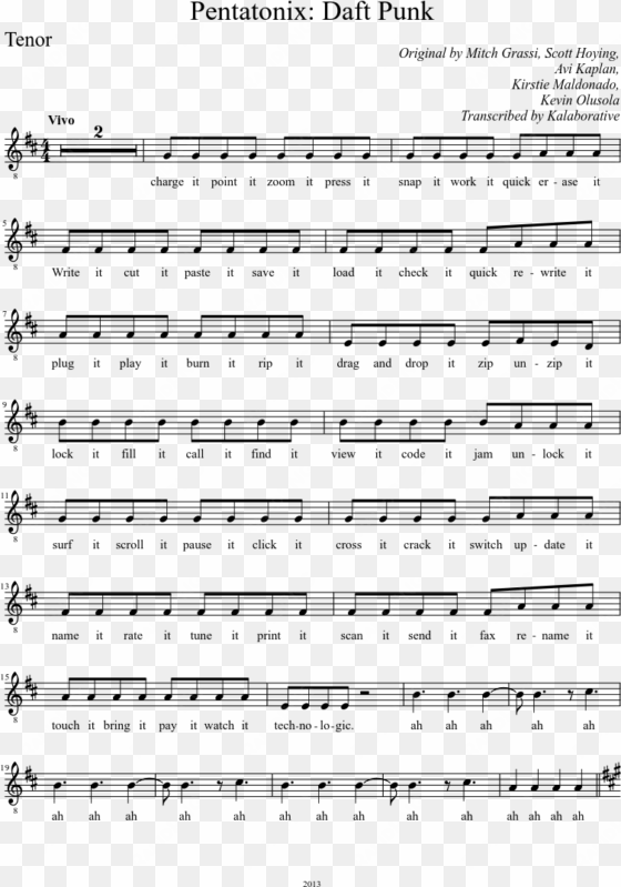 daft punk tenor sheet music for piano musescore - count on me classical guitar