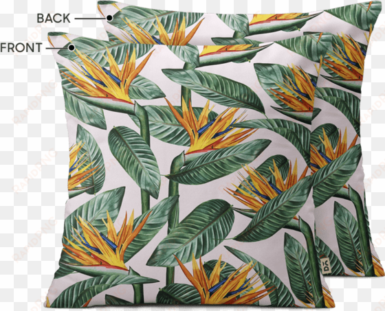 dailyobjects bird of paradise leaves 12" cushion cover - #7 green & gold leaves-green tropical plant leaves