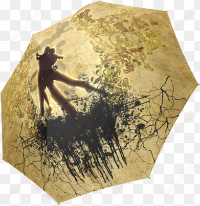 dancing couple on vintage background foldable umbrella - dance with me throw blanket