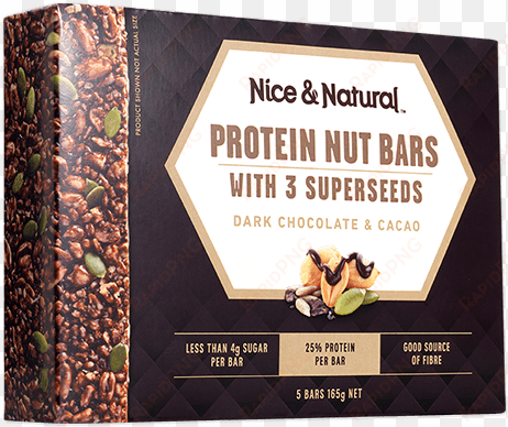 dark chocolate & cacao product image - nice and natural protein nut bar calories