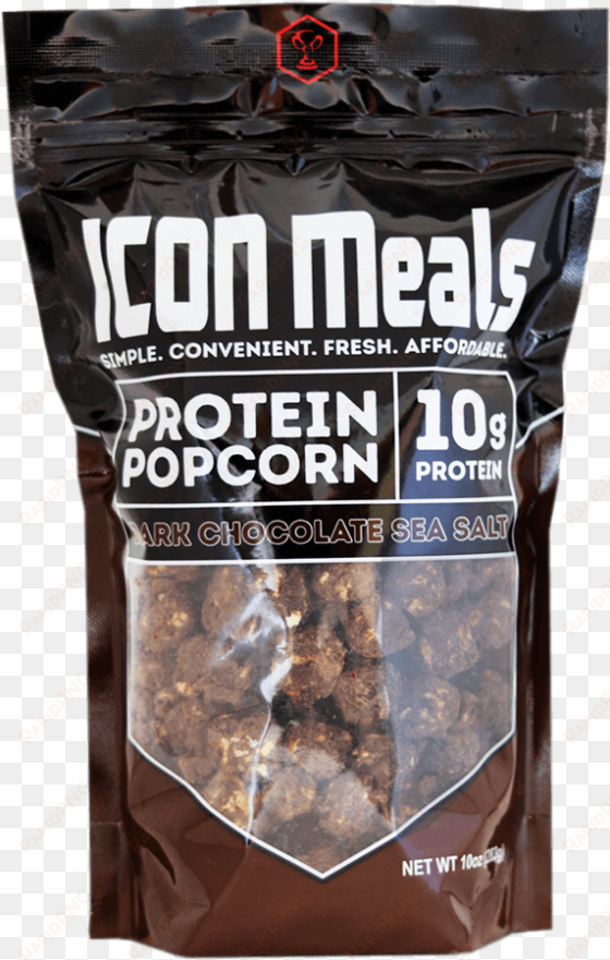 dark chocolate sea salt power popcorn by icon meals - icon meals protein popcorn - dark chocolate sea salt