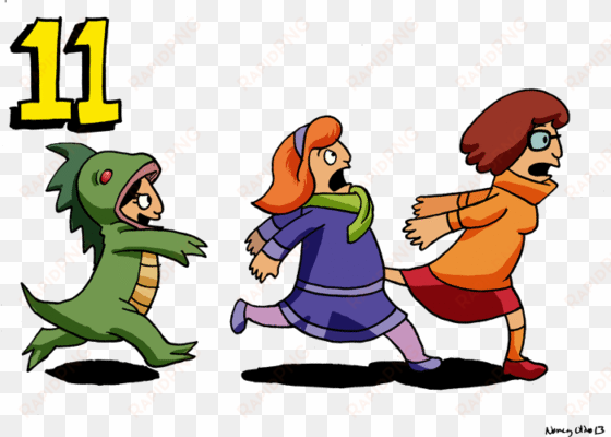 day 11- tina dressed as velma, gene as daphne and louise - cartoon