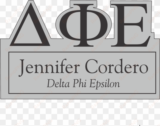 delta phi epsilon cut out greek letter name tag - pratham arora center for education